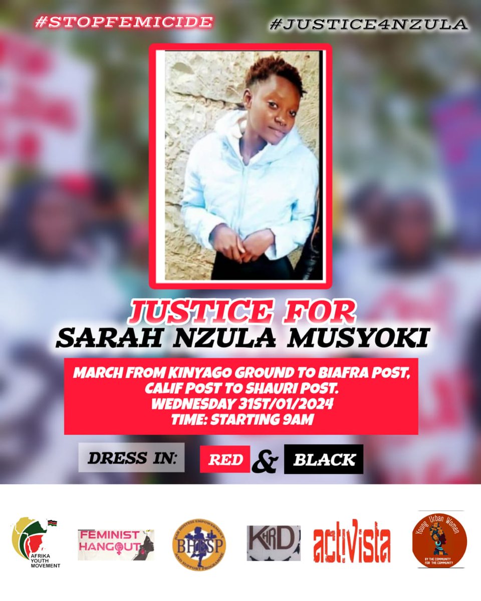 Yet again another case of femicide, we have had enough. Such a young soul gone at a very tender age. Men should stop killing women. RIP comrade till we meet again #IamSarah Justice for Sarah