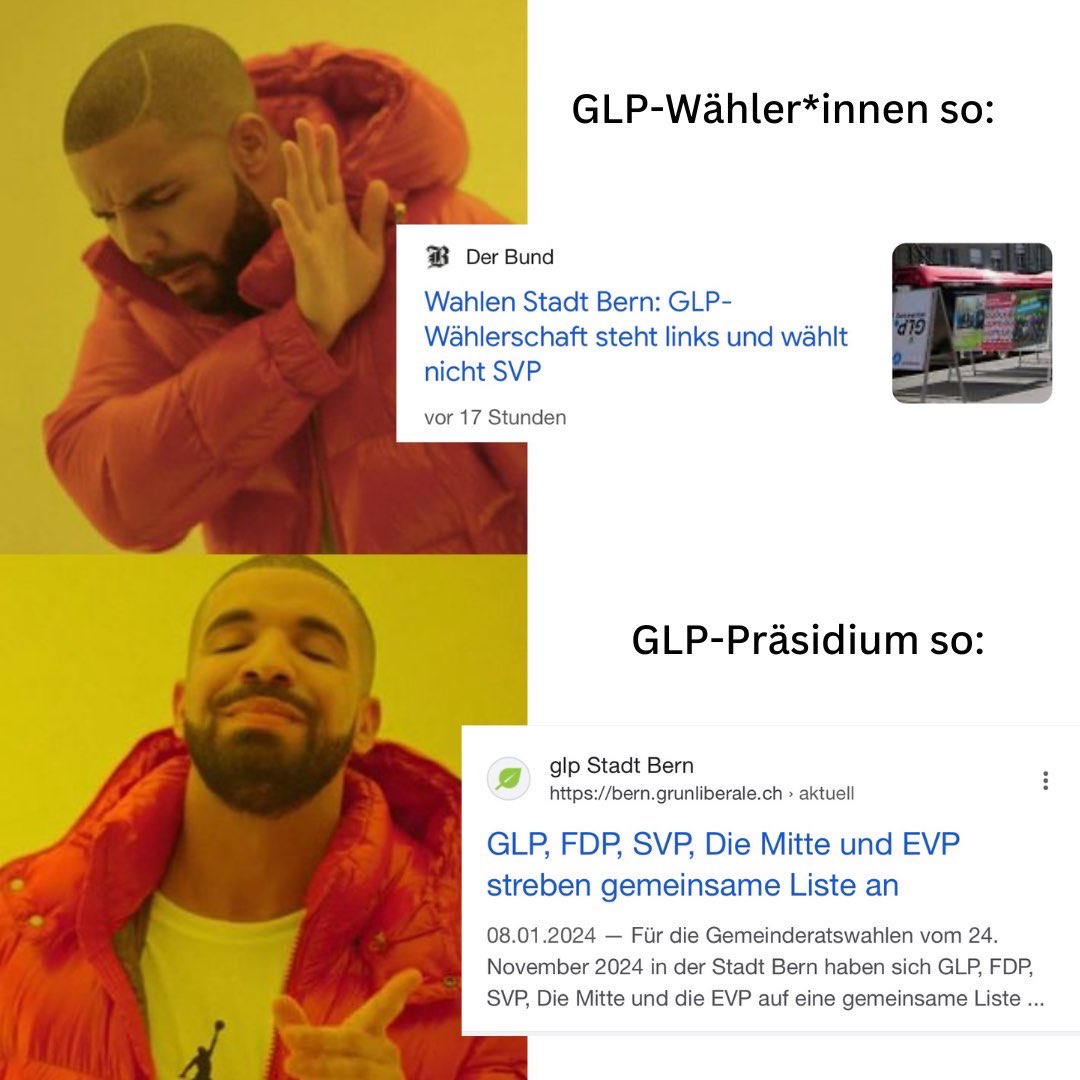 JA_Bern's tweet photo. Liebe GLP-Mitglieder, heute an eurer Mitgliederversammlung habt ihr die Möglichkeit Haltung zu zeigen: Gegen Rechtspopulismus und gegen eine gemeinsame Liste mit der SVP. Wir zählen auf euch! 🤝
@glp_bern @derbund @hauptstadt_be @BernerZeitung https://t.co/IWRQqlMMlx