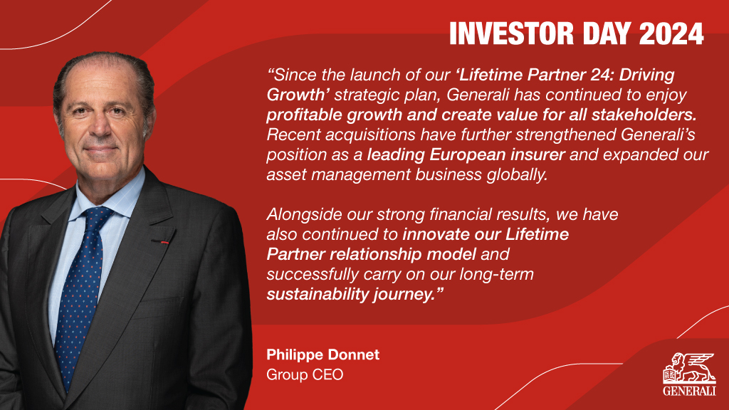 #GeneraliInvestorDay – In our today’s update to the financial community, we confirmed that Generali is fully on track to meet all the key financial targets of our plan. Since the launch of “Lifetime Partner 24: Driving Growth” strategy, the Group continued to enjoy profitable
