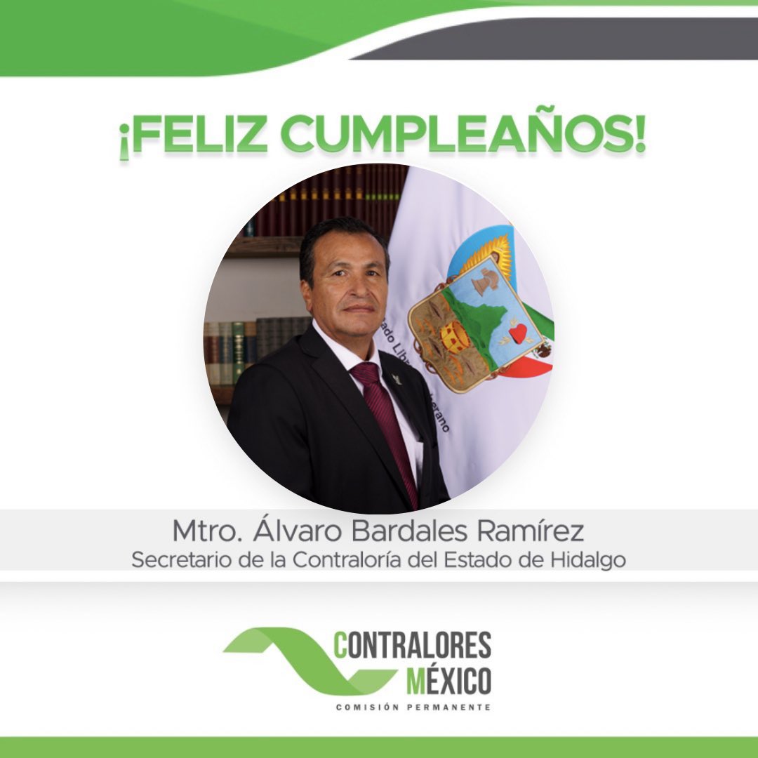 ContraloriasMX's tweet photo. Las y los integrantes de la #CPCEF deseamos un muy feliz cumpleaños al titular del OEC de #Hidalgo, Álvaro Bardales.
El mayor de los éxitos en su vida personal y profesional.
#ContraloresMexico #SomosCPCEF https://t.co/BjWyrZ4AuG