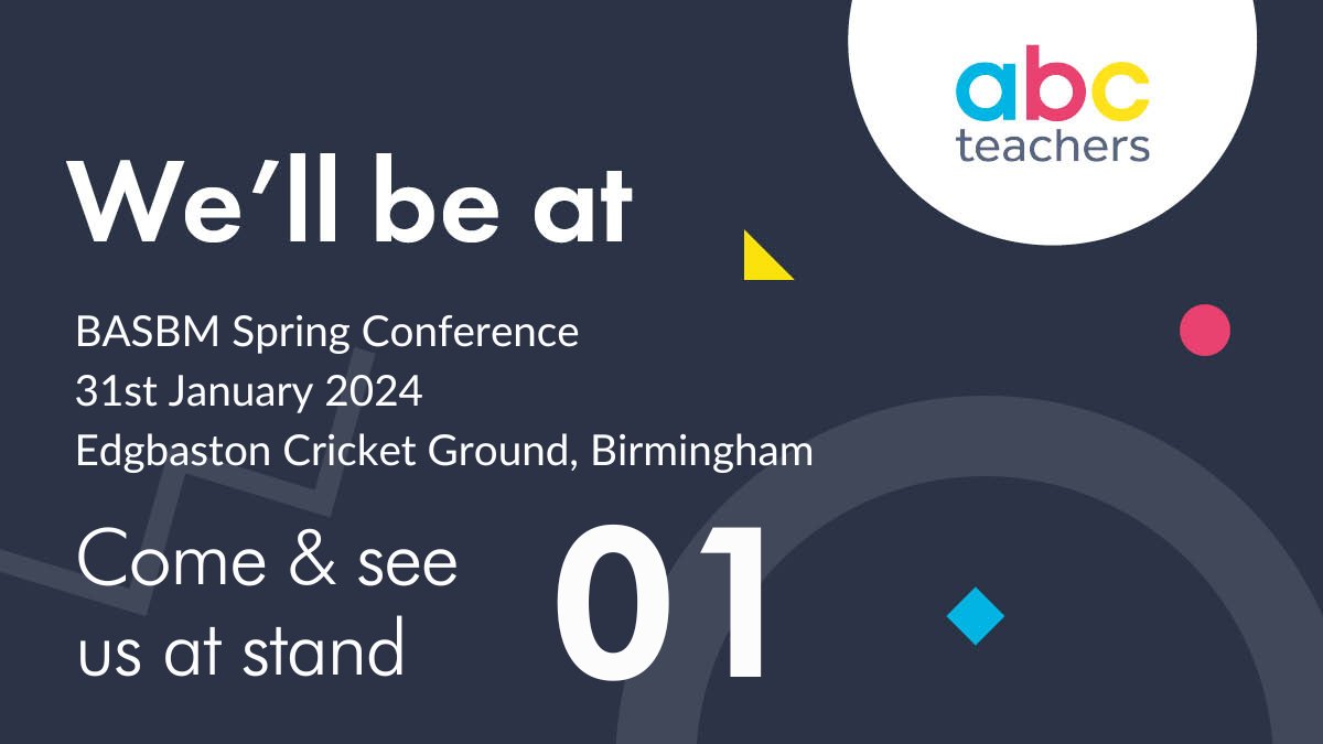 We're excited to be attending the BASBM Spring Conference tomorrow. 
Join <a href="/shanedABC/">Shane Duggan</a> &amp; Daisy Penny at stand 1, where you'll discover how our recruitment services can support your schools.

We're looking forward to seeing our sister company <a href="/StillHuman_Ed/">Still Human</a> there too.

#BASBM2024