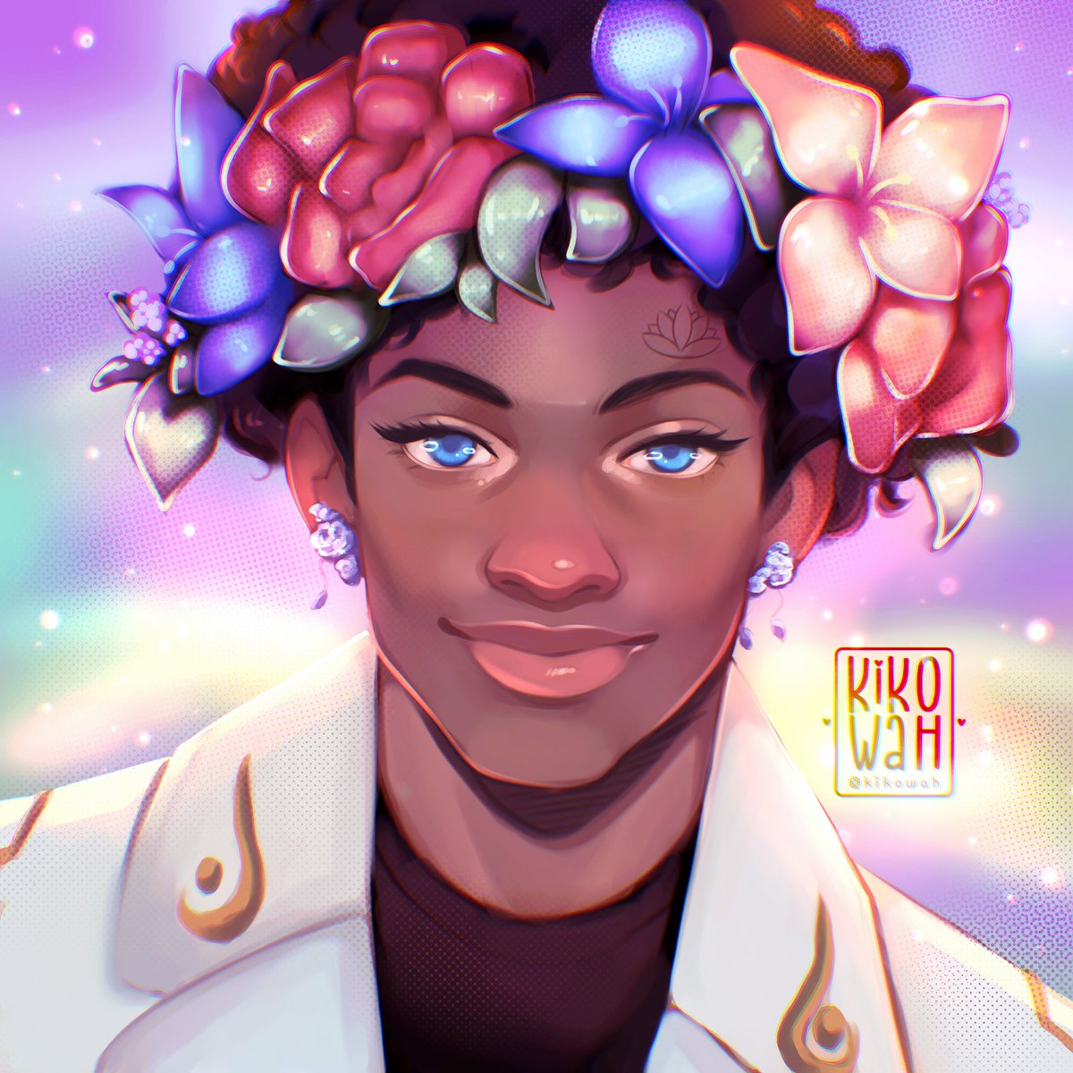 Library4Aurora's tweet photo. Cute Commission by @/kikowah on Instagram. Love how it brings up more of the African features of Lotus. 

#Vtuber #art https://t.co/iCbYzUokJE
