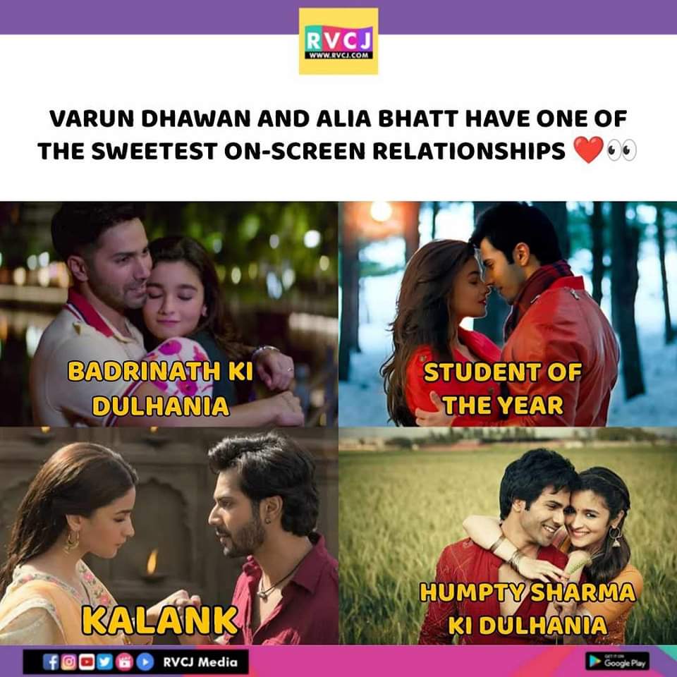 Their On-screen Chemistry ❤️

@aliaa08
@Varun_dvn
#varundhawan #aliabhatt #badrinathkidulhania #studentoftheyear #kalank #humptysharmakidulhania