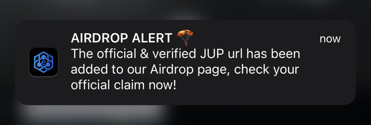 eBlockchain_'s tweet image. 🚨BREAKING NEWS🚨

Not only will we notify you about breaking news, airdrops &amp;amp; more, but we will 
ONLY provide a verified &amp;amp; official url in @eBlockchain_ !

IT IS TIME TO END WALLET DRAINS!

Download eBlockchain now to stay safe!

So excited for $JUP and the #Solana community! 💜