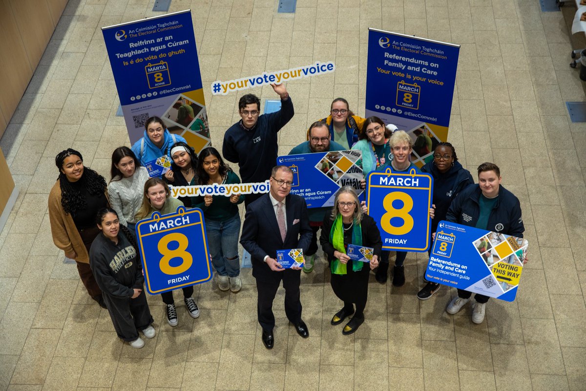 Last week at <a href="/WeAreTUDublin/">TU Dublin / OT Baile Átha Cliath</a>,  <a href="/ElecCommIrl/">An Coimisiún Toghcháin, The Electoral Commission</a> launched their voting campaign for the Constitutional Referendum on Care and the Family . Ms. Justice Marie Baker emphasized: 'Your vote matters, get involved!' 🙌 We urge all student's to register on checktheregister.ie. #8MarchRef