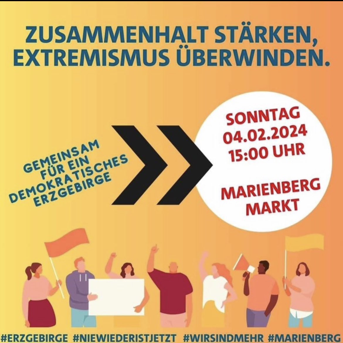 Auch in Marienberg geht es am Sonntag auf die Straße, für unsere Demokratie und gegen den Rechtsruck ❗️

Wir sehen uns auch dort auf der Straße 💚