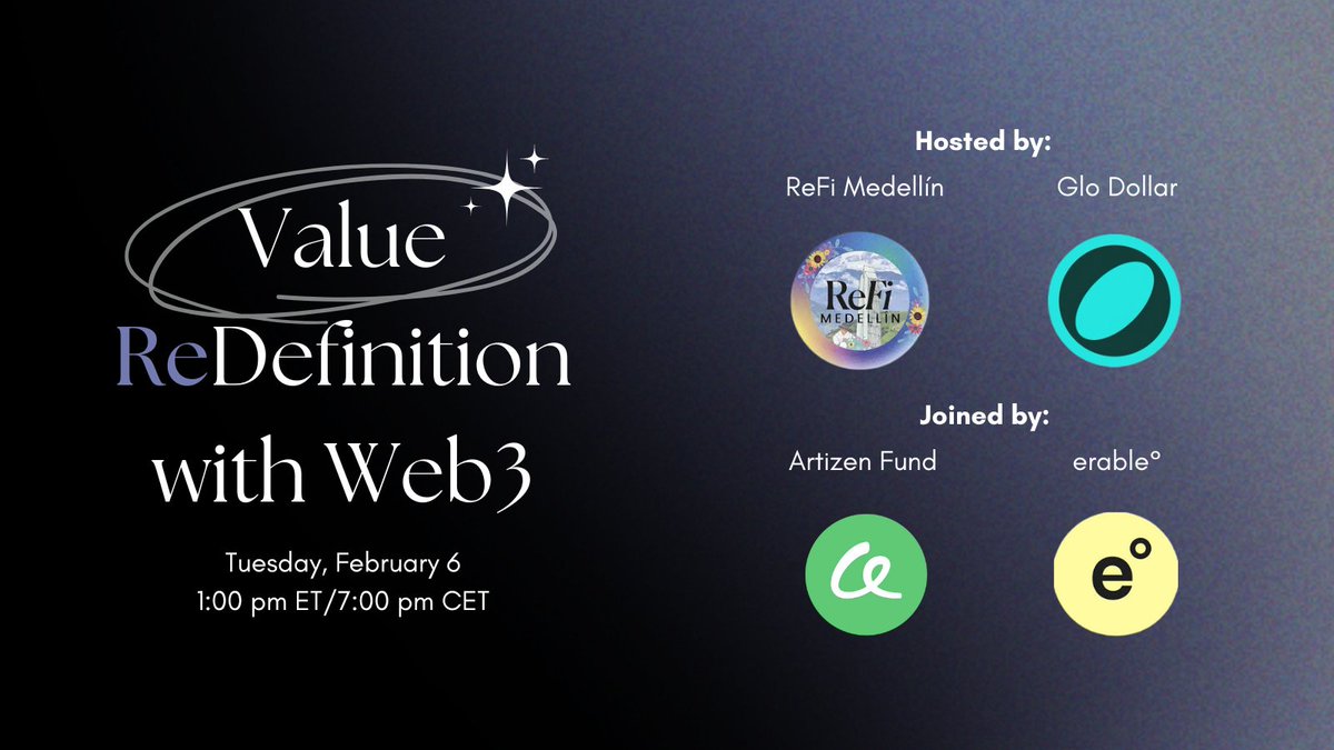 Web3 lets us embed our values into the very fabric of our economy. 🙌💸 Next Tuesday, on behalf of @ReFiMedellin, I'll be hosting an exciting space with: @Geyr_Garmr from @glodollar @RJPinnell from @ArtizenFund @v_katchavenda from @erableofficial 👉 x.com/i/spaces/1MnGn…