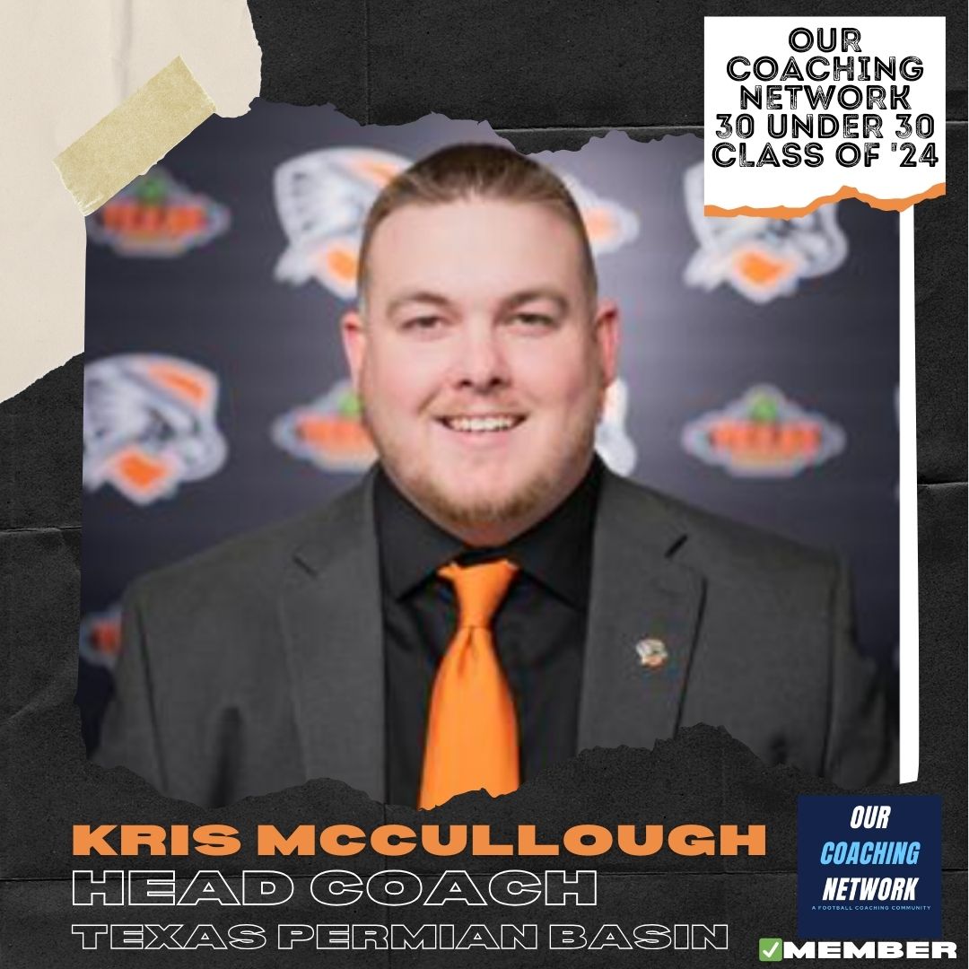 🏈30 under 30🏈 Welcome @UTPBFootball Head Coach @CoachK__Mac to the 2024 Our Coaching Network 30 Under 30 Class! He's one of the most talented young Coaches in CFB & we're excited to have him🤝 30 Under 30 Selections 🧵👇