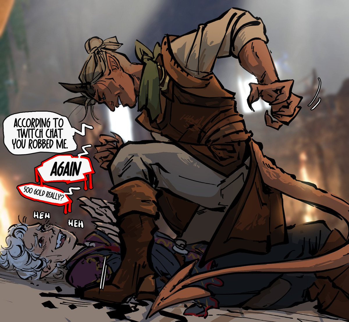 Badassassassin's tweet photo. I still am so baffled by the feedback and love on this piece. 

#BaldursGate3 
Can't wait till Tom and Neil come across him once more. https://t.co/mZPO7zD4iA