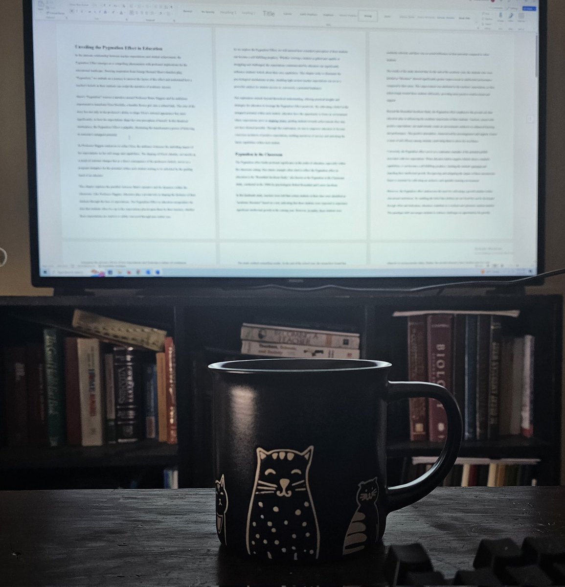 Finishing up the rough draft on my latest book that will revolutionize classroom discipline! Excited to partner with @teachergoals on this amazing project! And can't forget my favorite cat cup of coffee!