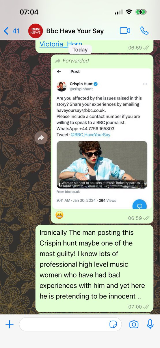 LadyVmusic's tweet photo. To my fellow ladies who have had upsetting experiences with this man.. please be brave let’s expose @crispinhunt for his misogynistic and manipulative behaviour in the music business.. @Commonswomequ @PRSforMusic #metoo #MeToo #misogyny https://t.co/RRU62lLUev