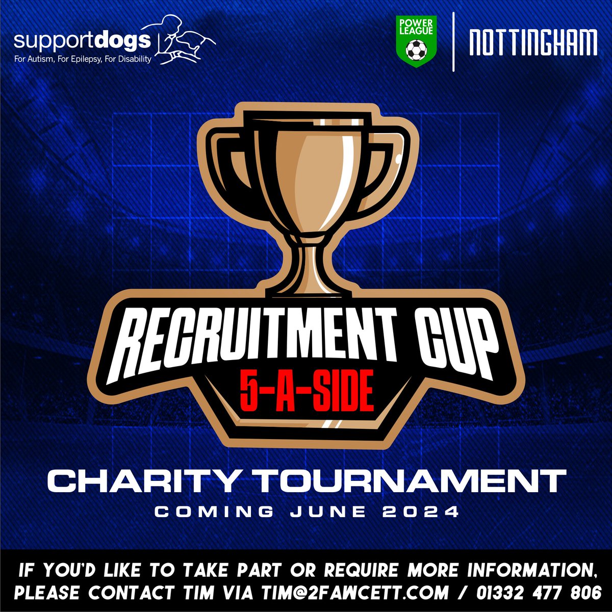 2fawcett Recruitment (@2fawcett_) on Twitter photo RECRUITERS WE NEED YOU!!! ⚽️🏆
This Summer ahead of Euro 2024, <a href="/powerleagueUK/">Powerleague</a> Nottingham are hosting the Recruitment Cup - a charity 5-a-side football tournament solely for Recruitment Agencies, all in aid of <a href="/supportdogsuk/">Support Dogs</a> .
To enter or for more information, please DM us! ☎️📨 RECRUITERS WE NEED YOU!!! ⚽️🏆
This Summer ahead of Euro 2024, <a href="/powerleagueUK/">Powerleague</a> Nottingham are hosting the Recruitment Cup - a charity 5-a-side football tournament solely for Recruitment Agencies, all in aid of <a href="/supportdogsuk/">Support Dogs</a> .
To enter or for more information, please DM us! ☎️📨