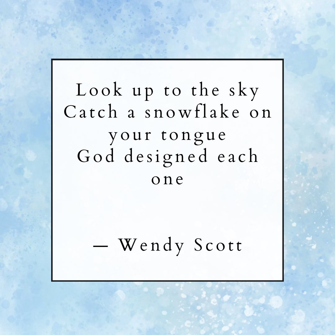 wendyauthor1's tweet photo. IT’S HAIKU TUESDAY! Did you know that no two snowflakes are alike? God created them this way much like he created us… each person unique and loved by Him!!! #haiku #haikupoetry #haikucommunity #haikupoem #haikuaday #snowing #Canadian 
#haikuoftheday #micropoetry #micropoem https://t.co/q6yDIynJWX