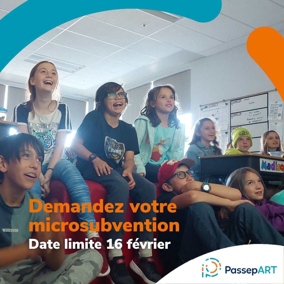 ⌛️Dernière chance!
👉Faites votre demande de💰microsubvention PassepART avant le 16 février 2024 et recevez une aide de 1500$ pour offrir aux élèves #frcan des activités en #artsetculture et #patrimoine en français!
Ne ratez pas cette opportunité unique!
ℹ️monpassepart.ca/preparer-une-d…