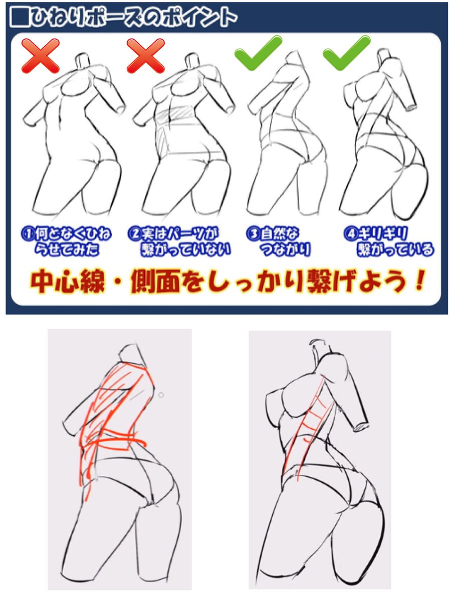 palmie_oekaki's tweet image. カッコいいひねりポーズ❗️身体の側面を塗ると繋がっているか確認できます💃🕺✨
palmie.jp/lessons/267?af…