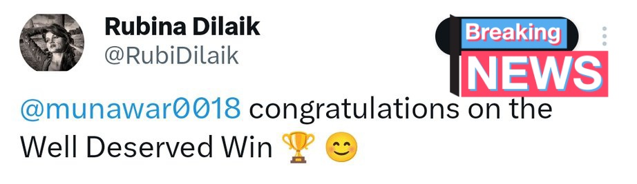 #RubinaDilaik just congratulated #MunawarFaruqui𓃵 🏆 🤭😂 Poor 3rd runner up fans might be crying now #BiggBoss17