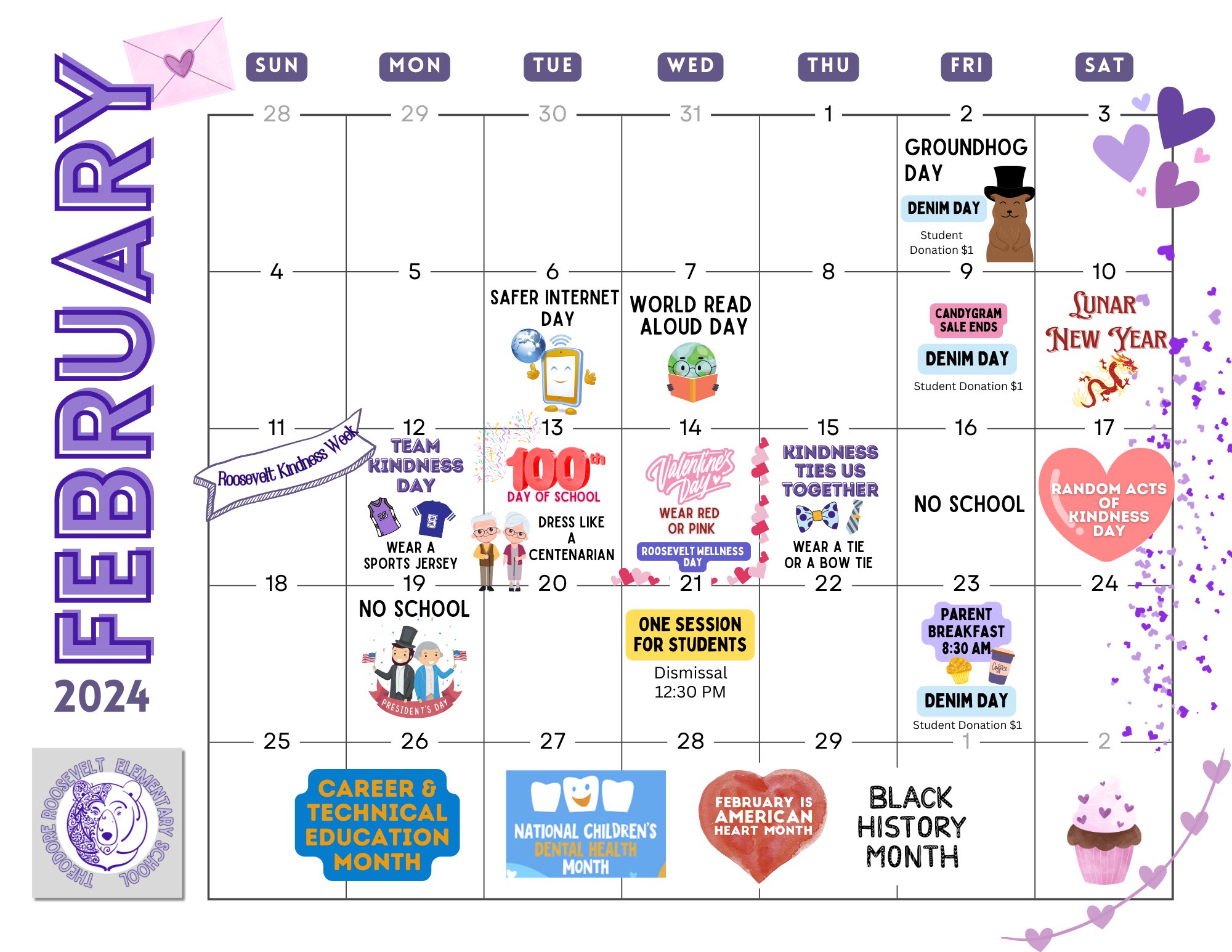 Union City Schools on X: "Roosevelt School February 2024 Calendar  https://t.co/Y0JyxQaCYP" / X