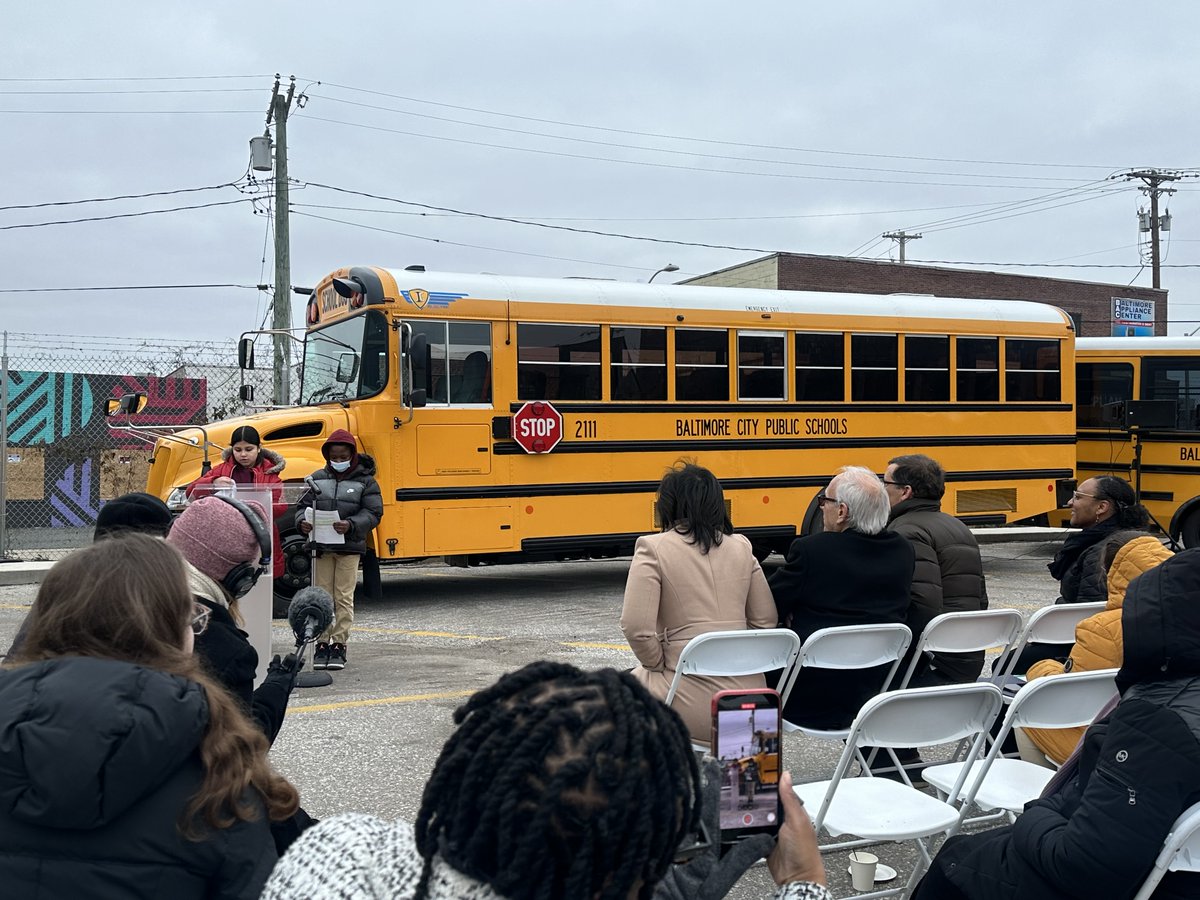 #ElectricSchoolBuses HAVE ARRIVED TO BALTIMORE CITY!!!! 🥳⚡️🚌

Thanks to funding from the @EPA Clean School Bus Program, @BaltCitySchools replaced 25 diesel buses with #ElectricSchoolBuses!! 

Today we joined students, teachers & community at the ribbon cutting ⚡️⚡️