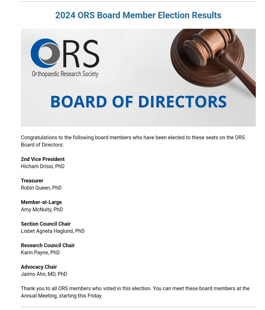 Emory Musculoskeletal Research (@emorymskrc) on Twitter photo Congratulations to all of the newly elected <a href="/ORSsociety/">Orthopaedic Research Society</a> board members! Special shoutout to our Vice Chair, Hicham Drissi (<a href="/stmcdr/">Hicham Drissi</a>), on being selected as the 2nd Vice President. We look forward to your continued contributions to the entire orthopaedic research community! Congratulations to all of the newly elected <a href="/ORSsociety/">Orthopaedic Research Society</a> board members! Special shoutout to our Vice Chair, Hicham Drissi (<a href="/stmcdr/">Hicham Drissi</a>), on being selected as the 2nd Vice President. We look forward to your continued contributions to the entire orthopaedic research community!