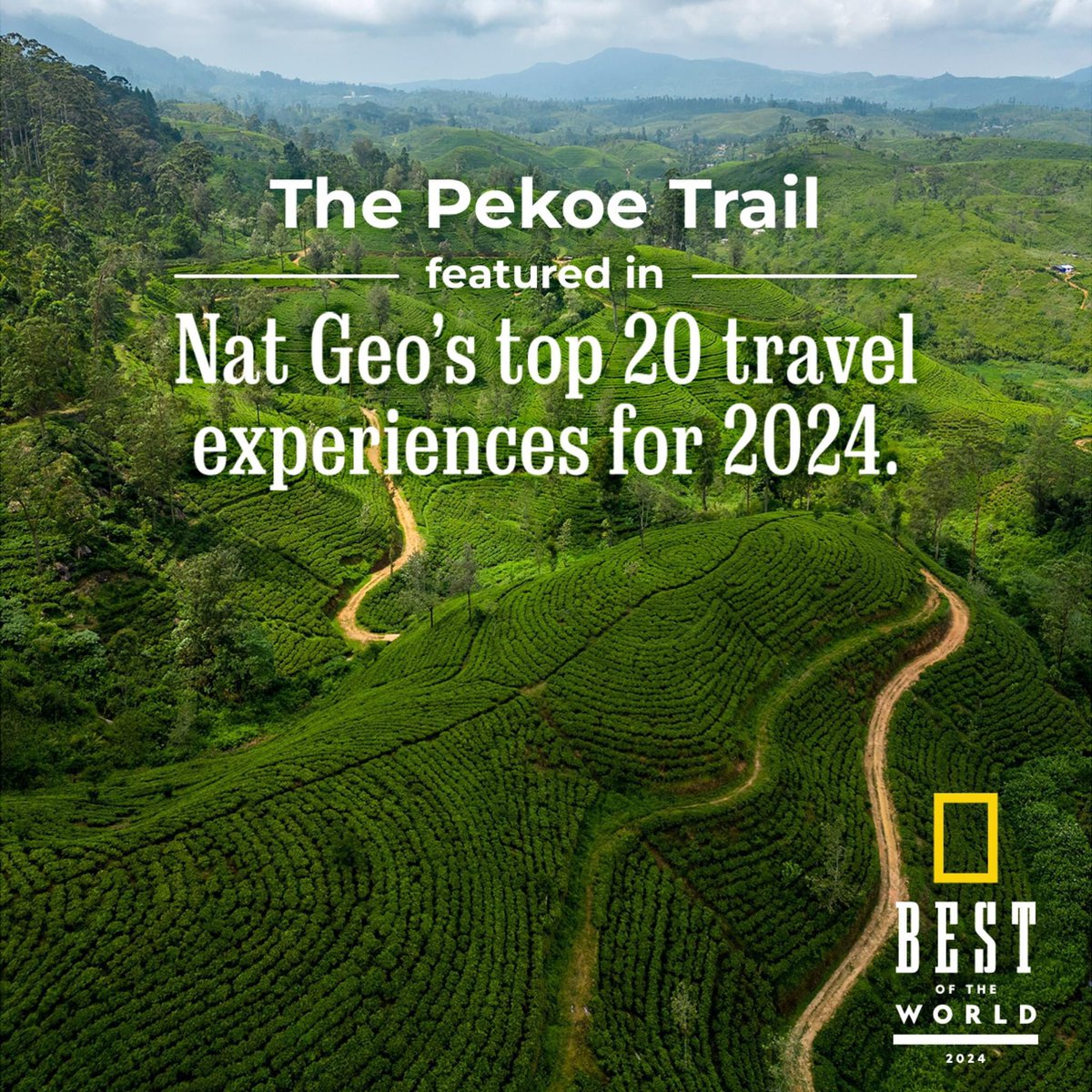 Sri Lanka is set to attract a trending new international tourist segment looking for a world-class nature-based experience in Sri Lanka’s tea country, as National Geographic ranks The Pekoe Trail as one of the "BEST OF THE WORLD 2024" Top 20 Travel Experiences!