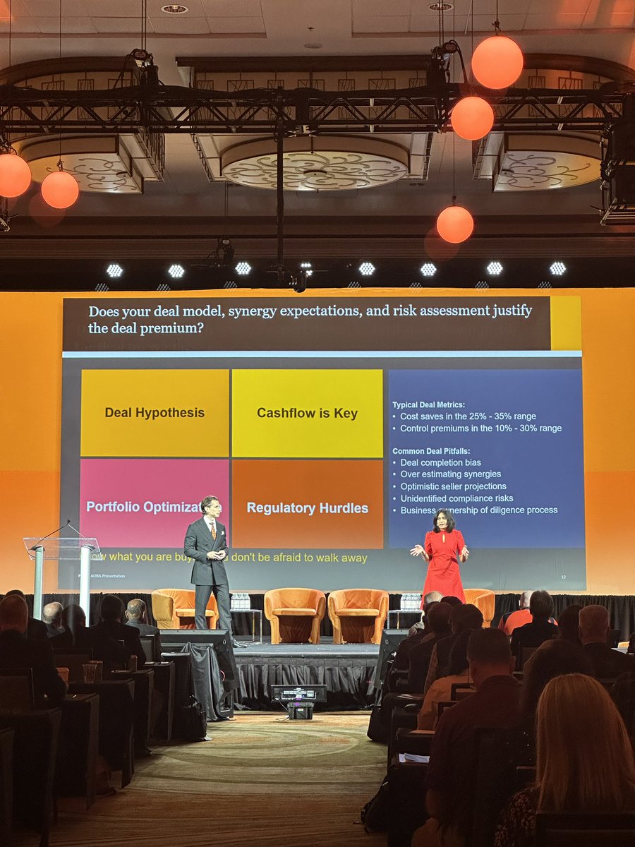 BankDirector's tweet image. In this session, @PwC explores proven strategies for navigating the complexities of uncertain times &amp;amp; demonstrate how to drive #shareholder value through strategic #dealmaking. #AOBA24