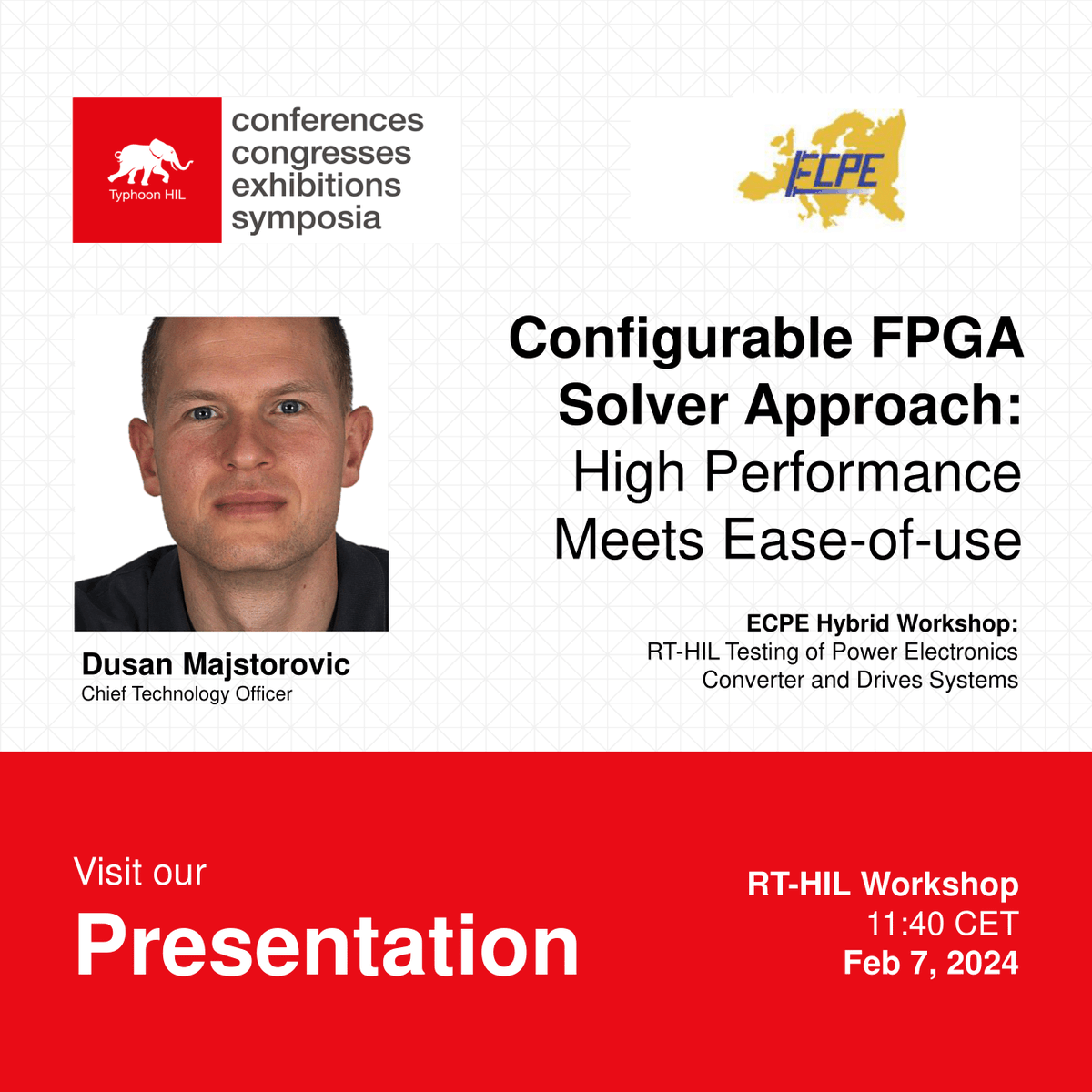 TyphoonHIL's tweet photo. On February 7th and 8th, join us in Lausanne, Switzerland for an #ECPE Workshop on RT-HIL Testing of Power Electronics Converter and Drives Systems!
#PowerElectronics #Drives #HILTesting #RealTimeSimulation #Workshop https://t.co/kGTVz07GnS