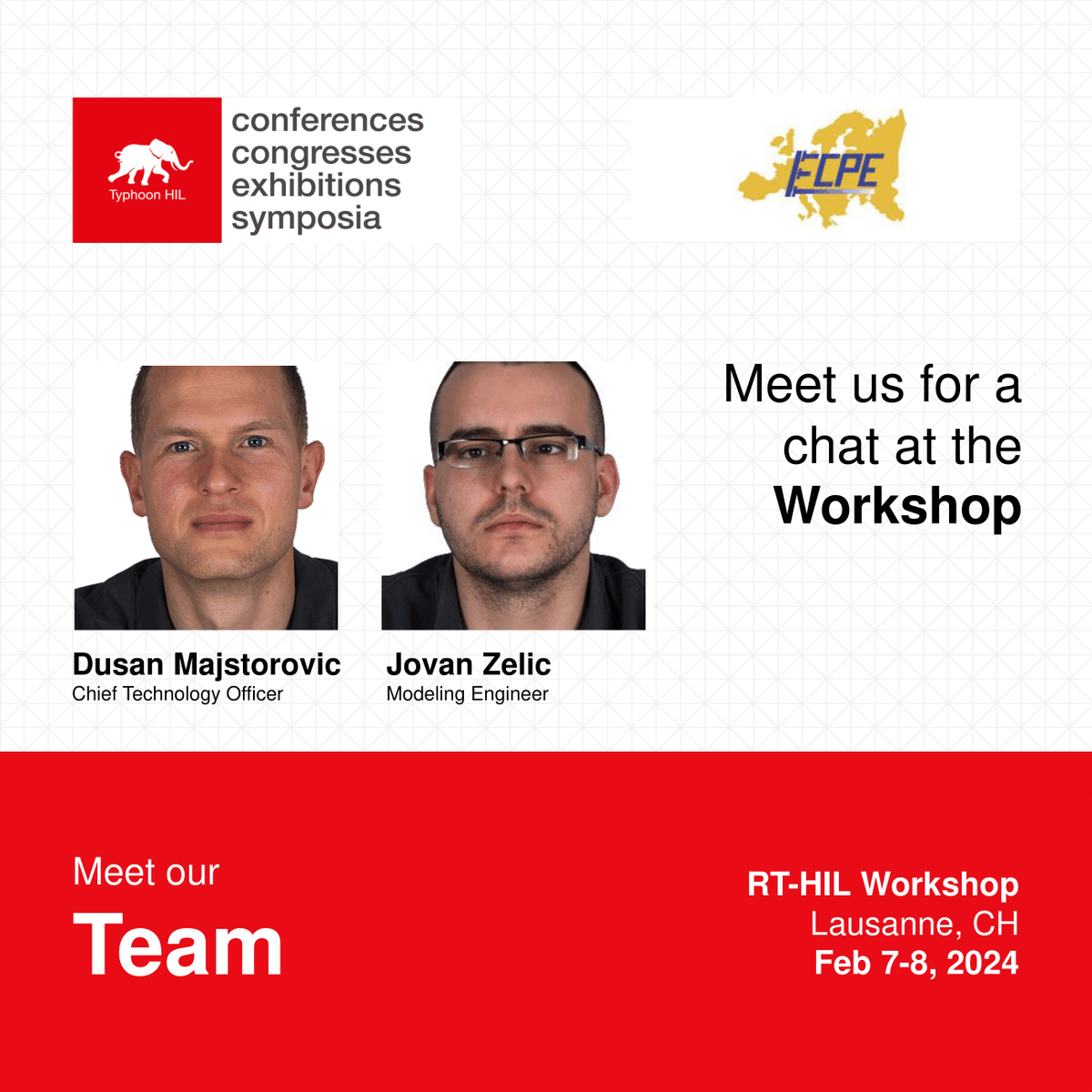 TyphoonHIL's tweet photo. On February 7th and 8th, join us in Lausanne, Switzerland for an #ECPE Workshop on RT-HIL Testing of Power Electronics Converter and Drives Systems!
#PowerElectronics #Drives #HILTesting #RealTimeSimulation #Workshop https://t.co/kGTVz07GnS