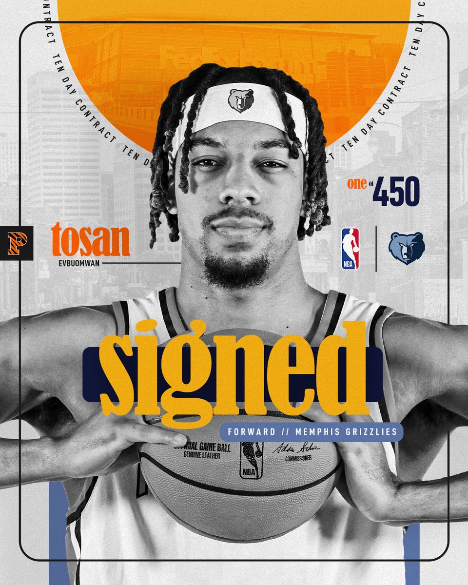 SIGNED.

#PrincetonPro Tosan Evbuomwan '23 joins the Memphis Grizzlies on a 10-day contract!

🔗: bit.ly/42kJ4ZV

#MakeShots 🐯🏀