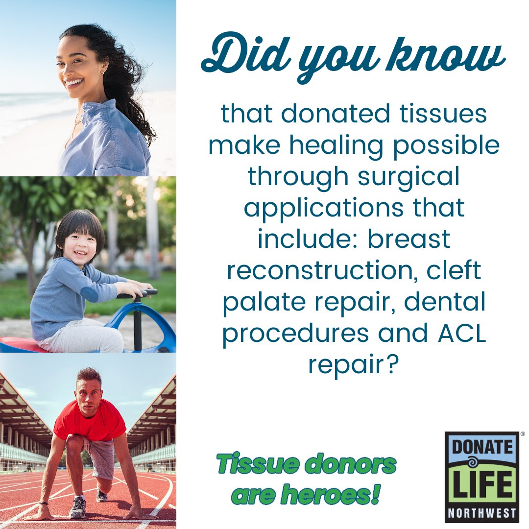 From the tops of their heads to the tips of their toes, tissue donors make so much life possible! Tissue donors are heroes! 💙💚 #DonateLife #TissueTuesday