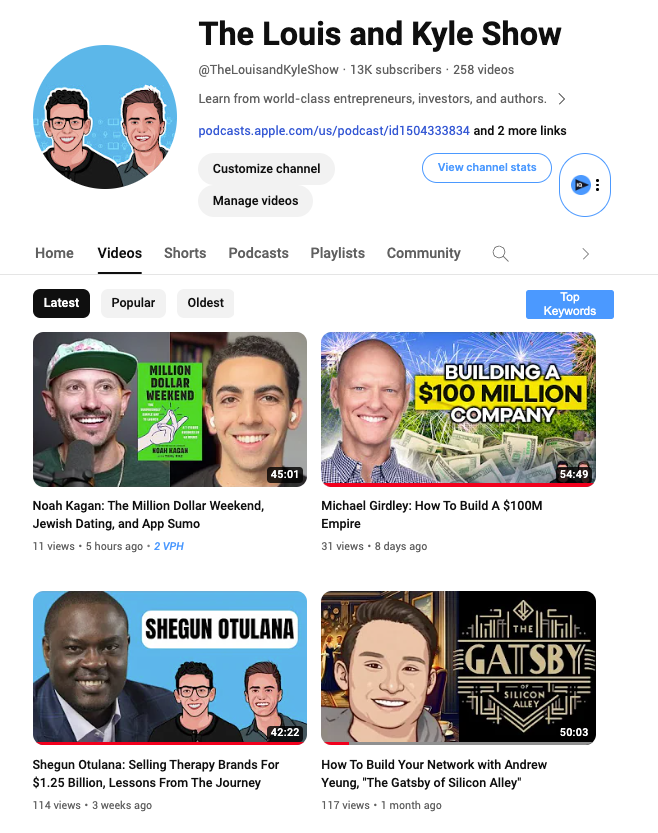 LouisShulman's tweet photo. Really proud with how the 1st month of the podcast came together for 2024

→ Noah Kagan (today)
→ Michael Girdley
→ Shegun Otulana
→ Andrew Yeung

Go catch up on these episodes :) https://t.co/FPIaU2KtKn