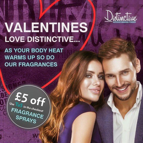 February is for LOVE with free delivery and £5 off fragrance sprays!  #beDistinctive
#Valentine