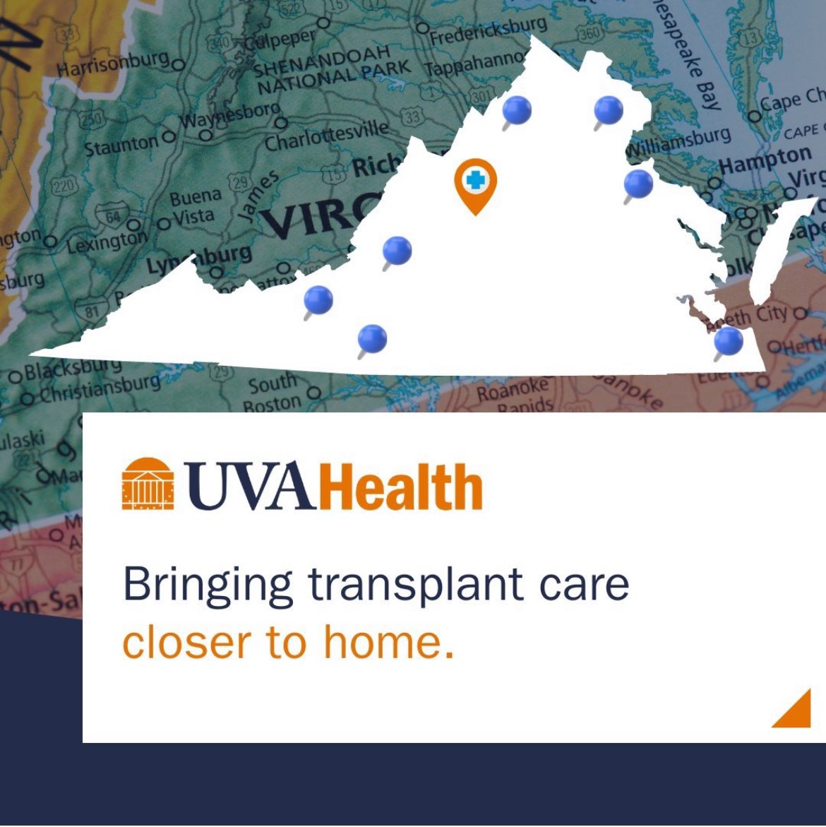 UVA Transplant Center (@uvatransplant) on Twitter photo Navigating the transplant journey is tough. Sometimes, we're closer than you think!
<a href="/uvahealthnews/">UVA Health</a> Charles O. Stickler Transplant Center has outreach clinics in Lynchburg, Roanoke, Martinsville, Norfolk, Haymarket, Fredericksburg, and Culpepper, to name a few.
Contact us! Navigating the transplant journey is tough. Sometimes, we're closer than you think!
<a href="/uvahealthnews/">UVA Health</a> Charles O. Stickler Transplant Center has outreach clinics in Lynchburg, Roanoke, Martinsville, Norfolk, Haymarket, Fredericksburg, and Culpepper, to name a few.
Contact us!