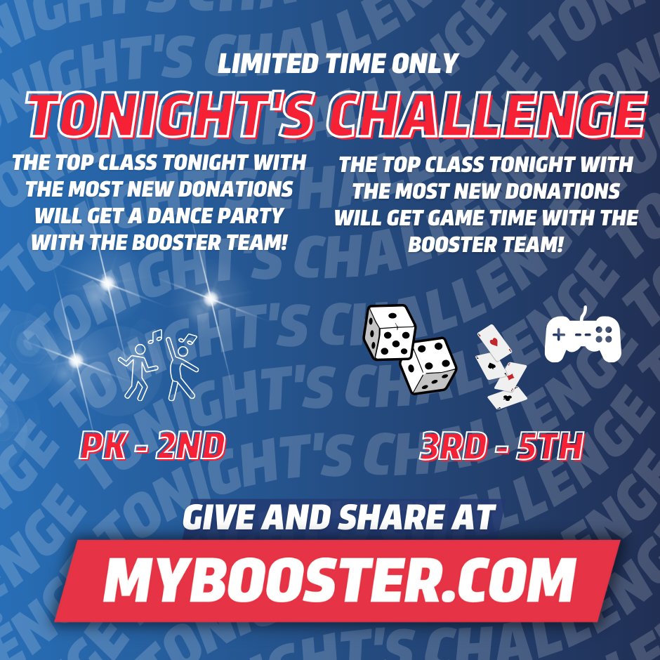 Today, we learned all about our next step in our World Changer Workshop: Rally a Team! 

✨The top class with the most New Donations in PK-2nd gets a DANCE PARTY with the Booster team and the top class in 3rd-5th gets GAME TIME with the Booster team!✨