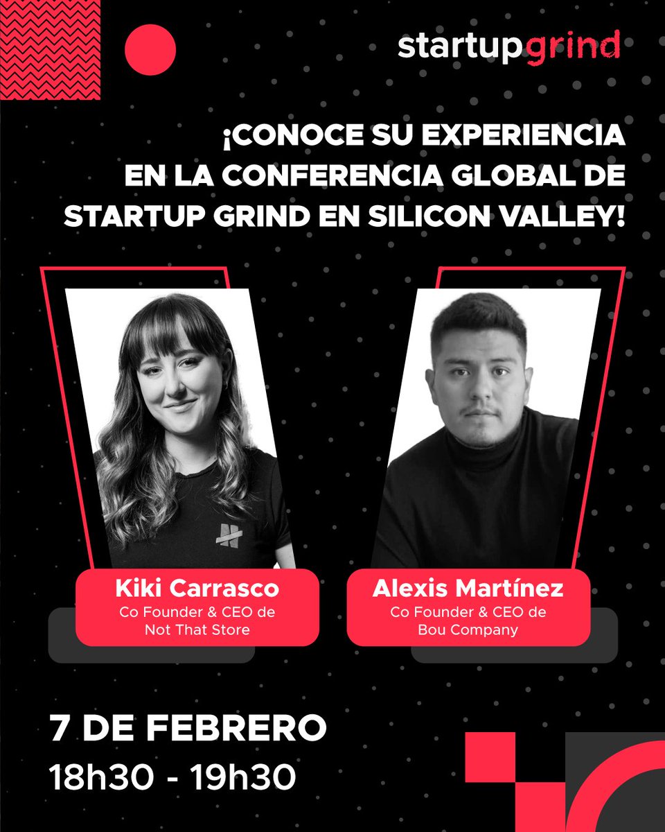 Guillermo Vizcaíno (@guillevizcaino) on Twitter photo Calling all Startups and Investors in Latam! 📢
<a href="/StartupGrind/">Startup Grind</a>'s Directors from <a href="/startupgrindgye/">Startup Grind Guayaquil powered by Google</a> + <a href="/SGQUITO/">Startup Grind Quito</a>, <a href="/kikicarrasco357/">Kiki Carrasco Puyol</a> and <a href="/Alexismartinezv/">Alexis Martinez</a>, will be speaking at this online event to share their insights about our Global Conference happening in Silicon Valley every year. Calling all Startups and Investors in Latam! 📢
<a href="/StartupGrind/">Startup Grind</a>'s Directors from <a href="/startupgrindgye/">Startup Grind Guayaquil powered by Google</a> + <a href="/SGQUITO/">Startup Grind Quito</a>, <a href="/kikicarrasco357/">Kiki Carrasco Puyol</a> and <a href="/Alexismartinezv/">Alexis Martinez</a>, will be speaking at this online event to share their insights about our Global Conference happening in Silicon Valley every year.