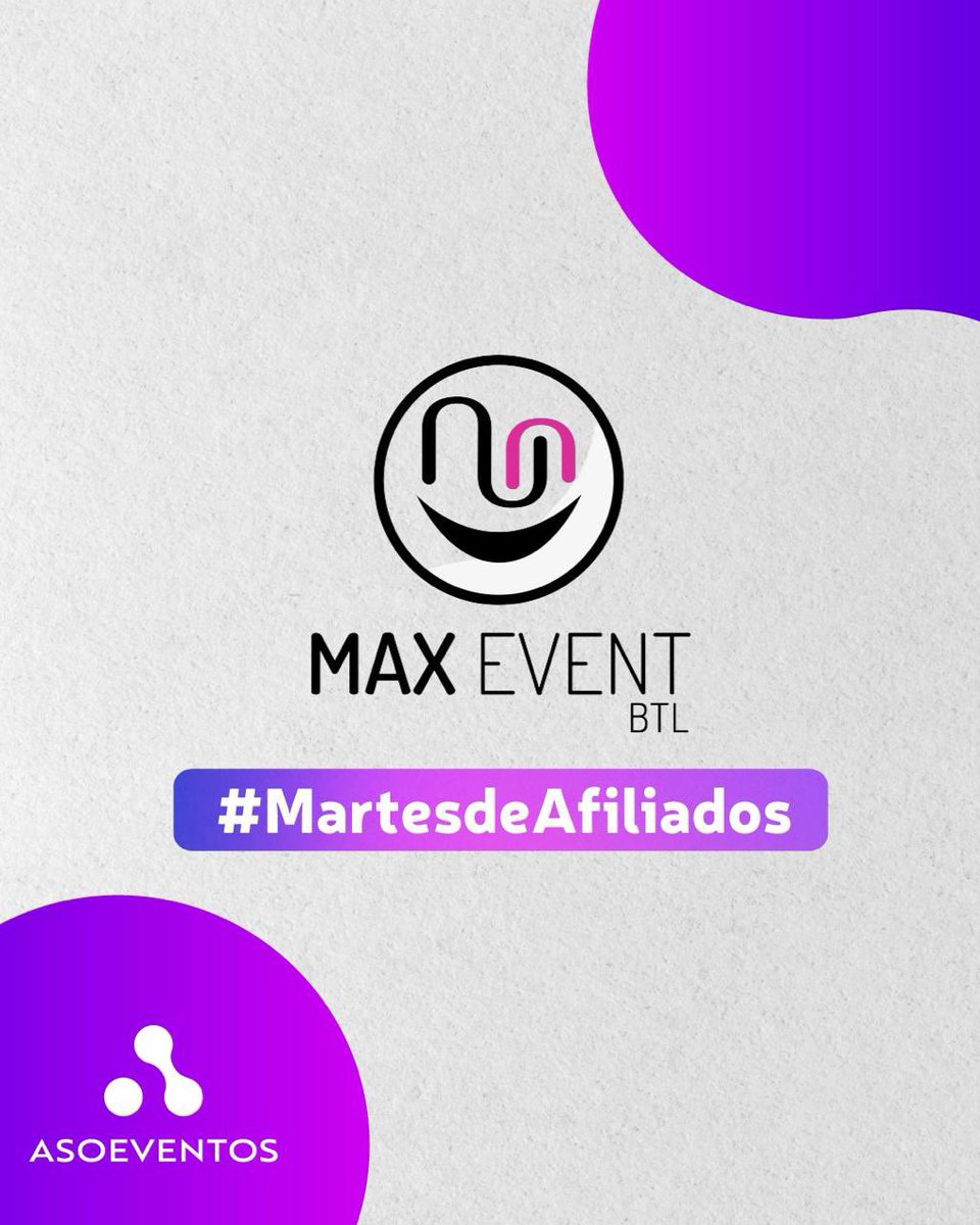ASOEVENTOS's tweet image. #MartesdeAfiliados | @MaxEventBTL es una maravillosa empresa operadora de eventos a nivel nacional, orgullosa de ofrecer servicio integral respaldado por un personal altamente calificado. 👏🏼

¡Conócela!👌🏼 instagram.com/maxeventbtl?ig…