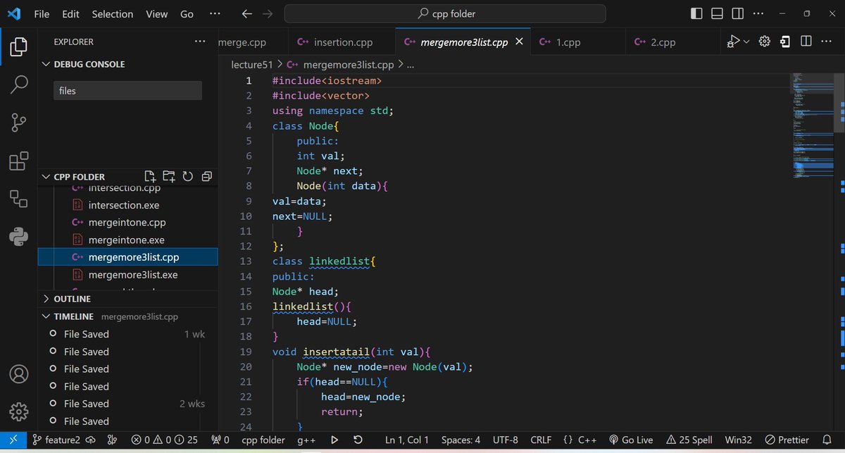 PinakDhir22's tweet photo. hi #techtwitter, #day64 to #day67 of #100daysofcode 
questions solved:
1. linked list equal nodes
2. merge 3 lists
3. slow and fast pointer
#100DaysOfCode #learninpublic
#100daysofcodeatchitkara https://t.co/hpMINrlrTZ
