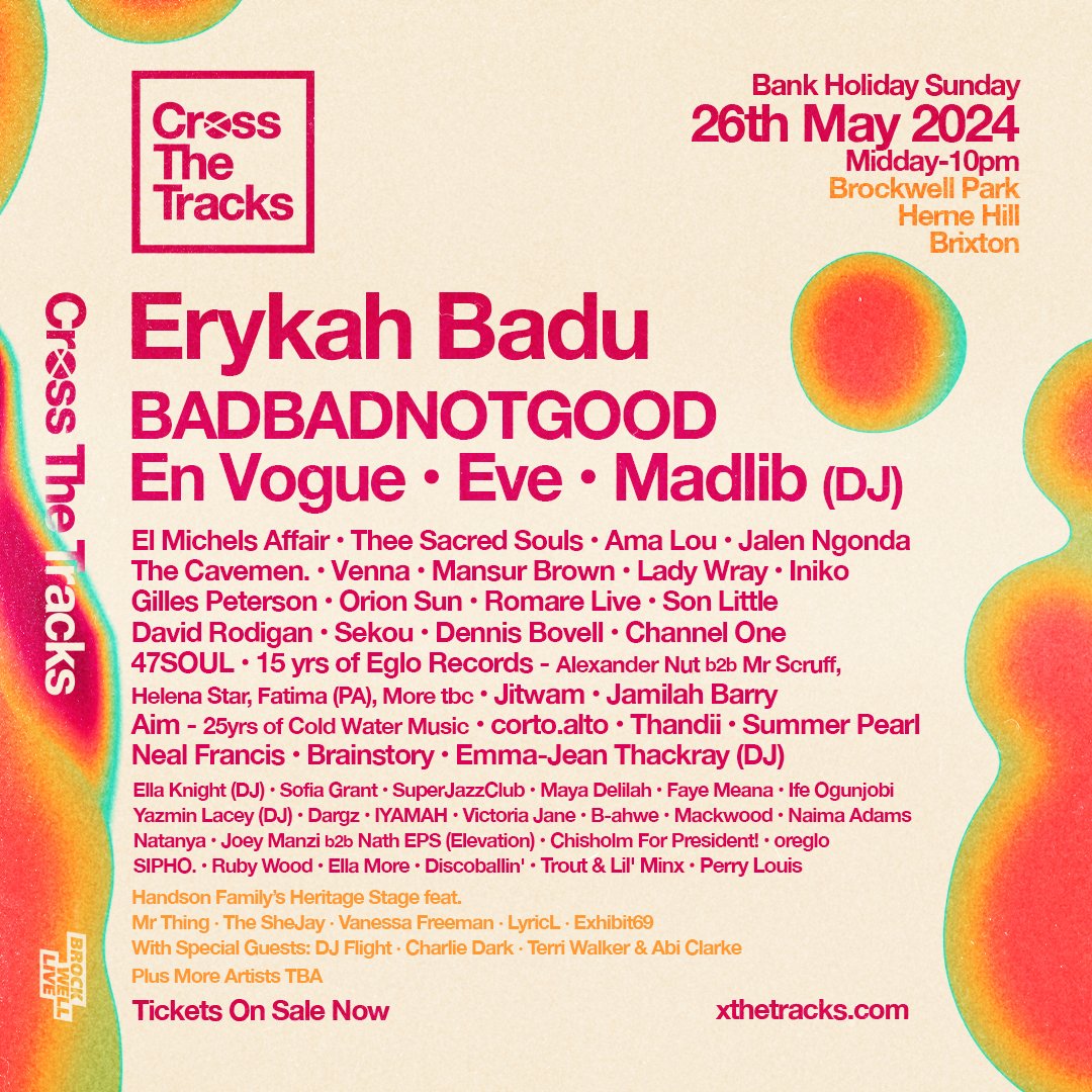 ⚠️ NEW WAVE OF ARTISTS FOR CROSS THE TRACKS 2024 ⚠️ With exciting additions like *drum roll please* 🥁 Son Little, David Rodigan, Sekou, Thandii, Summer Pearl, 15 Years of Eglo Records with Alexander Nut B2B Mr Scruff, Helena Star & Fatima, Dargz, last years Emerging Artist