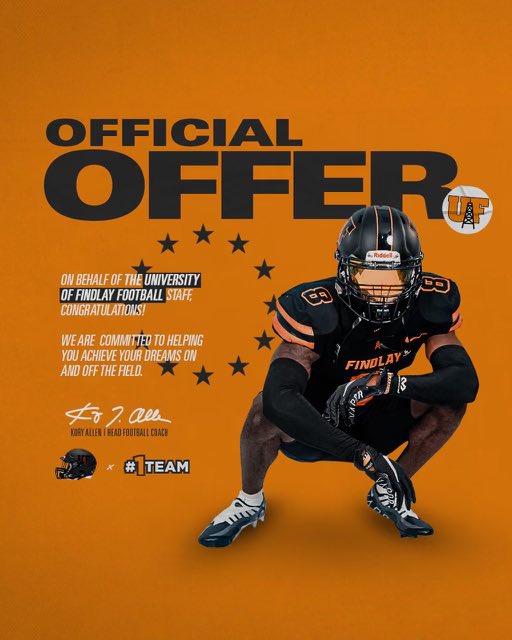 Extremely Blessed to have received an offer From the University of Findly Thank god. @CoachCole94 @coachrebholz @H_Hamid6