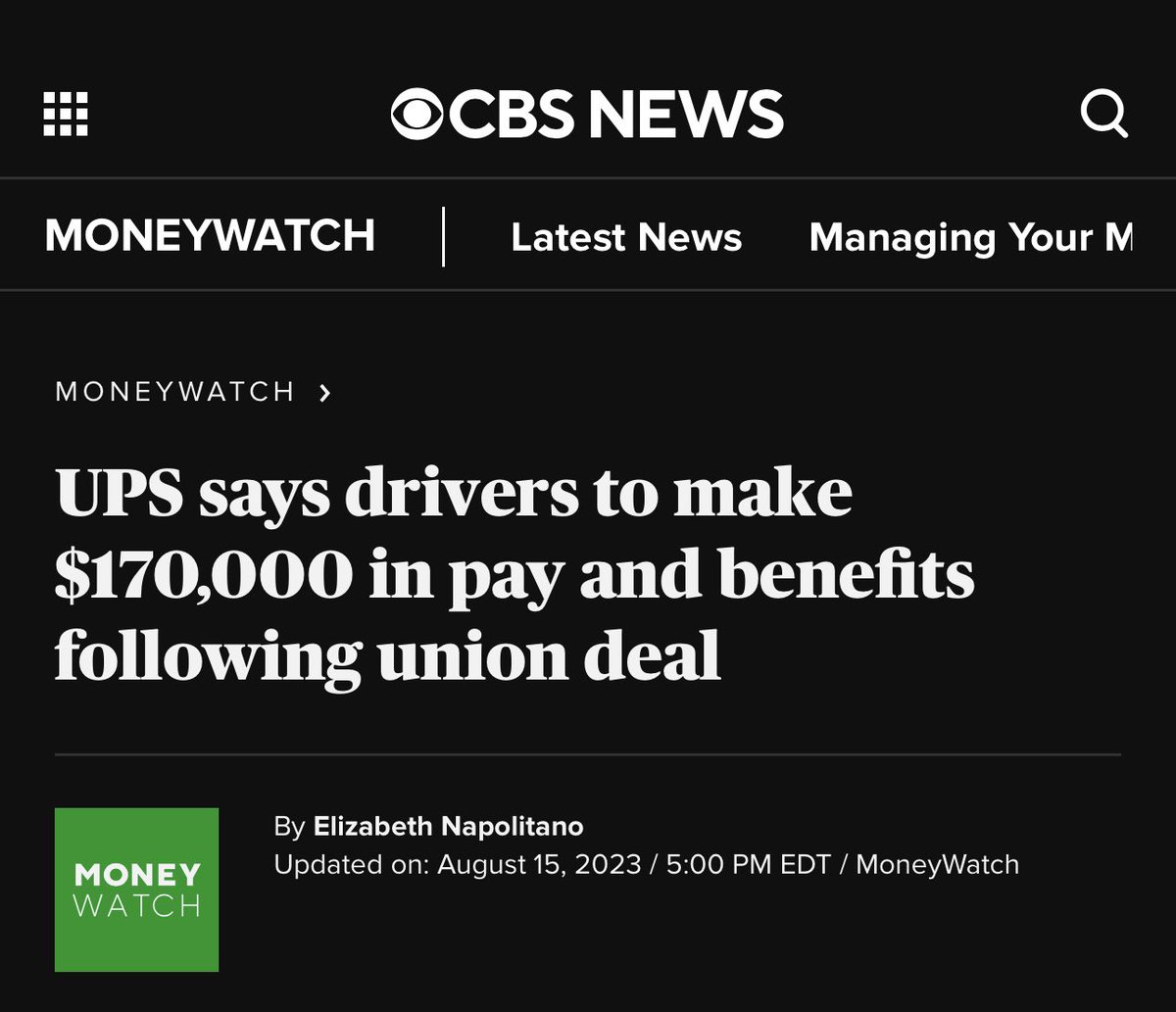 DC_Draino's tweet photo. How it started: UPS drivers to make $170,000 in pay and benefits following Union deal

How it’s going: UPS to slash 12,000 jobs after increased labor costs

A tale as old as time https://t.co/uV1RdmpOYT