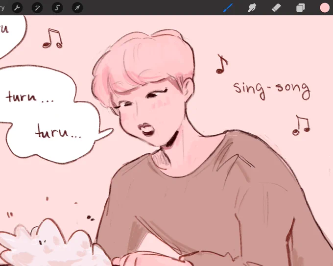 whats he singing~? ( ๑&gt;ᴗ&lt;๑ ) 
new bangtan cat later todayyy 