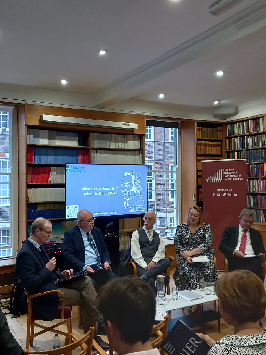 NIESRorg's tweet photo. The event has started, with our @EconSteveM introducing @ProfGraemeRoy who is chairing the first panel with contributions from @UofGAsbs' @rmacdonald7 and Kathleen Riach,  @warwickecon's Marcus Miller  and @UofGVC!

💥An absolute packed house for today's event!! https://t.co/bf2w5Zq0I5