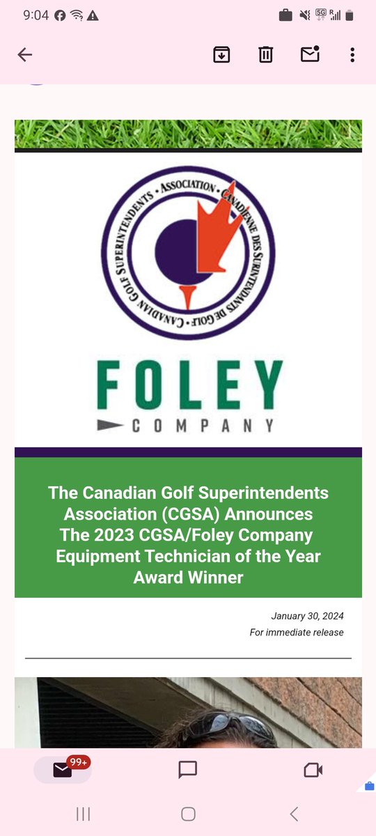 Congratulations to Chris Bozanin, Equipment Manager <a href="/BeaconHallGolf/">Beacon Hall</a> on being awarded the <a href="/GolfSupers/">CGSA</a> / <a href="/Foley_Company/">Foley Company</a> Equipment Technician of the Year Award Winner for 2023. Full Release:  conta.cc/42qHcif