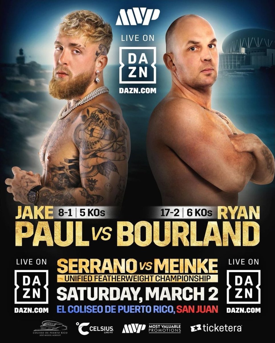 ❗️𝙅𝘼𝙆𝙀 𝙋𝘼𝙐𝙇❗️

Jake paul will be Fighting Ryan Bourland on  March 2nd🥊🔥

| via: MostValuablePromotions |