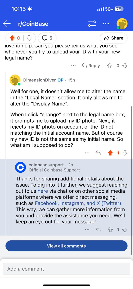OldManNemo's tweet photo. @coinbase @CoinbaseSupport I was told to come here for help. https://t.co/9G23VC0mcb