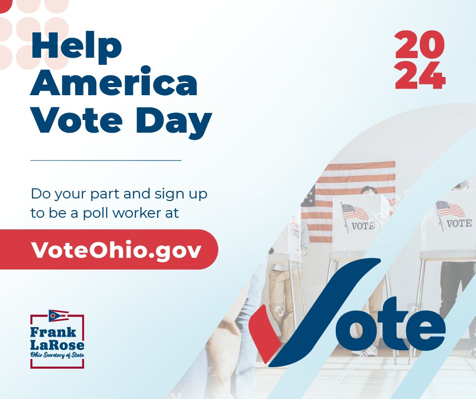 With the 2024 election cycle kicking off this month are you ready to #HelpAmericaVote? Ohio needs more poll workers to sign up for the 2024 elections. Learn more and sign up today at VoteOhio.gov.