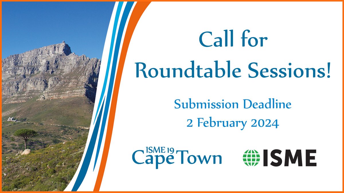Host a Roundtable Session at ISME19! Discuss cutting-edge science with microbial ecologists in Cape Town. Please submit your session proposal by 2 February.  
isme19.isme-microbes.org/isme19-roundta…

#microbialecologist #microbiology #ecology #microbialecology #isme19