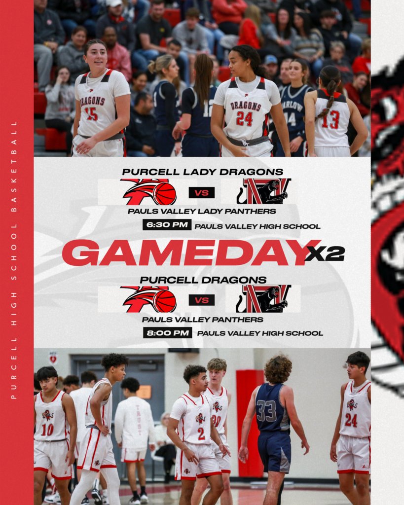 Dragons and Lady Dragons head to Pauls Valley tonight to take on the Panthers! JV girls start at 4:30, and boys follow. Varsity will tip off at 6:30 with the Lady Dragons, Dragons follow. Games will be streamed live via varsitystream.com/pauls-valley-h…