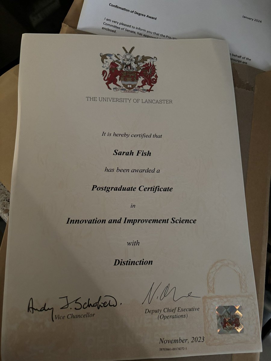 Very nice to receive my certificate today in the post. Thank you to <a href="/LSCftImprove/">We Are LSCft Improvement</a> @GarySuttonNHS <a href="/DrGarethEThomas/">Gareth Thomas</a> <a href="/MartinUrty1/">Ursula Martin</a> for the opportunity to undertake the course and to my colleagues in rheumatology for supporting me on my journey.