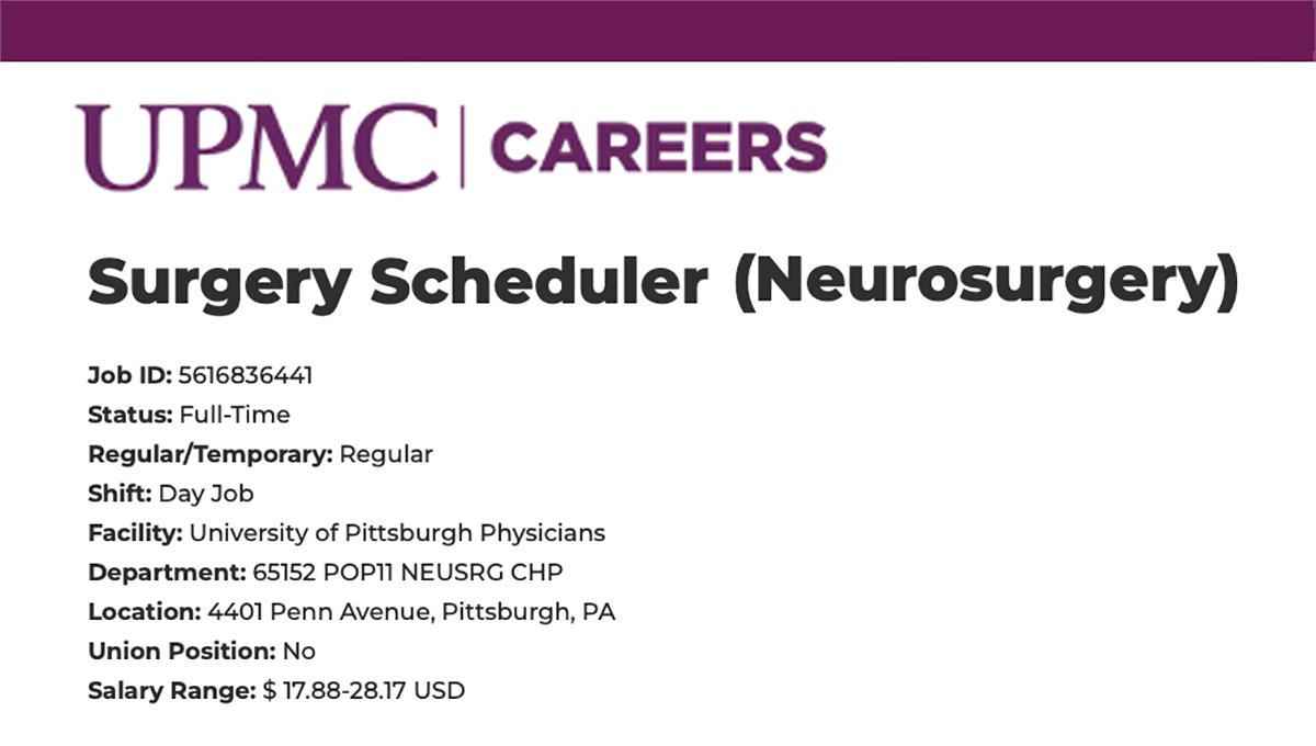 A full-time surgery scheduler position is open at @ChildrensPgh, scheduling outpatient appointments as well as procedures and surgeries, submitting and obtaining authorizations, and assisting with other administrative duties. Apply at careers.upmc.com/job/19730576/