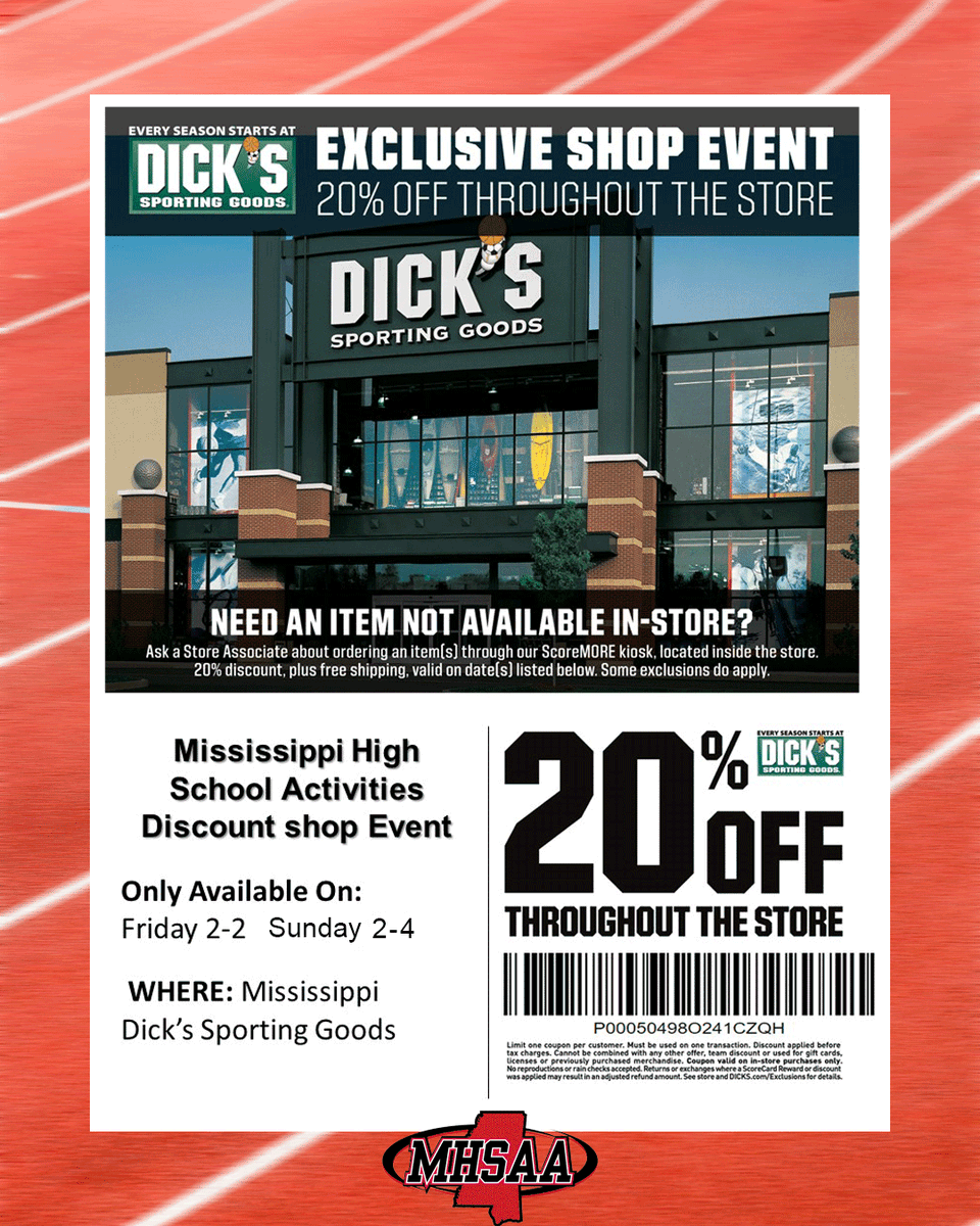 misshsaa-on-x-dick-s-sporting-goods-official-partner-of-the-mhsaa-will-be-hosting-a-discount-shop-event-for-all-mhsaa-schools-coaches-students-parents-and-fans-this-weekend-you-will-receive-20-off-your-purchase-on-most-items-in-the-store